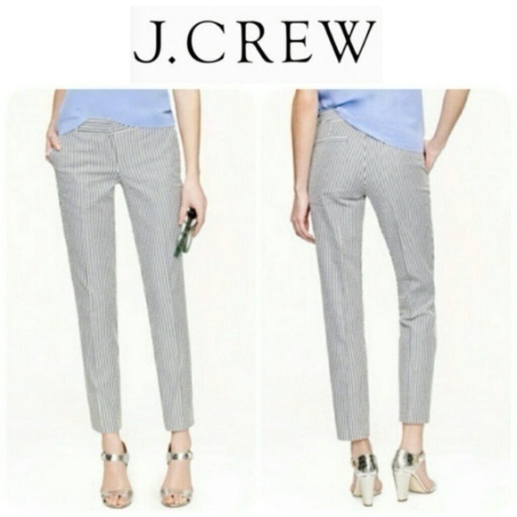 J. Crew Women’s 100% Cotton Seersucker Black/White Stripe Capri Pants (size 2) - Picture 9 of 9